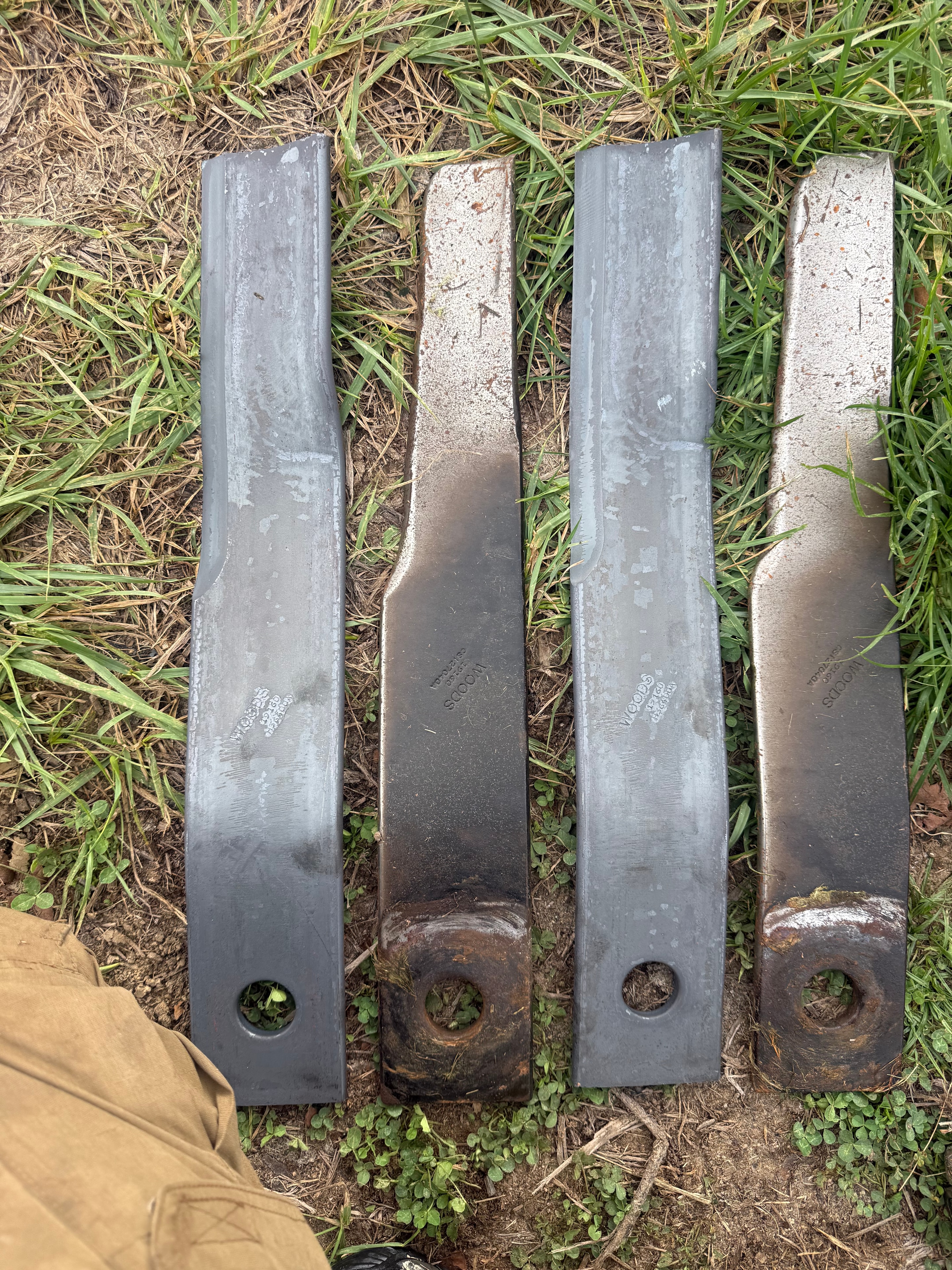 Worn mower blades removed