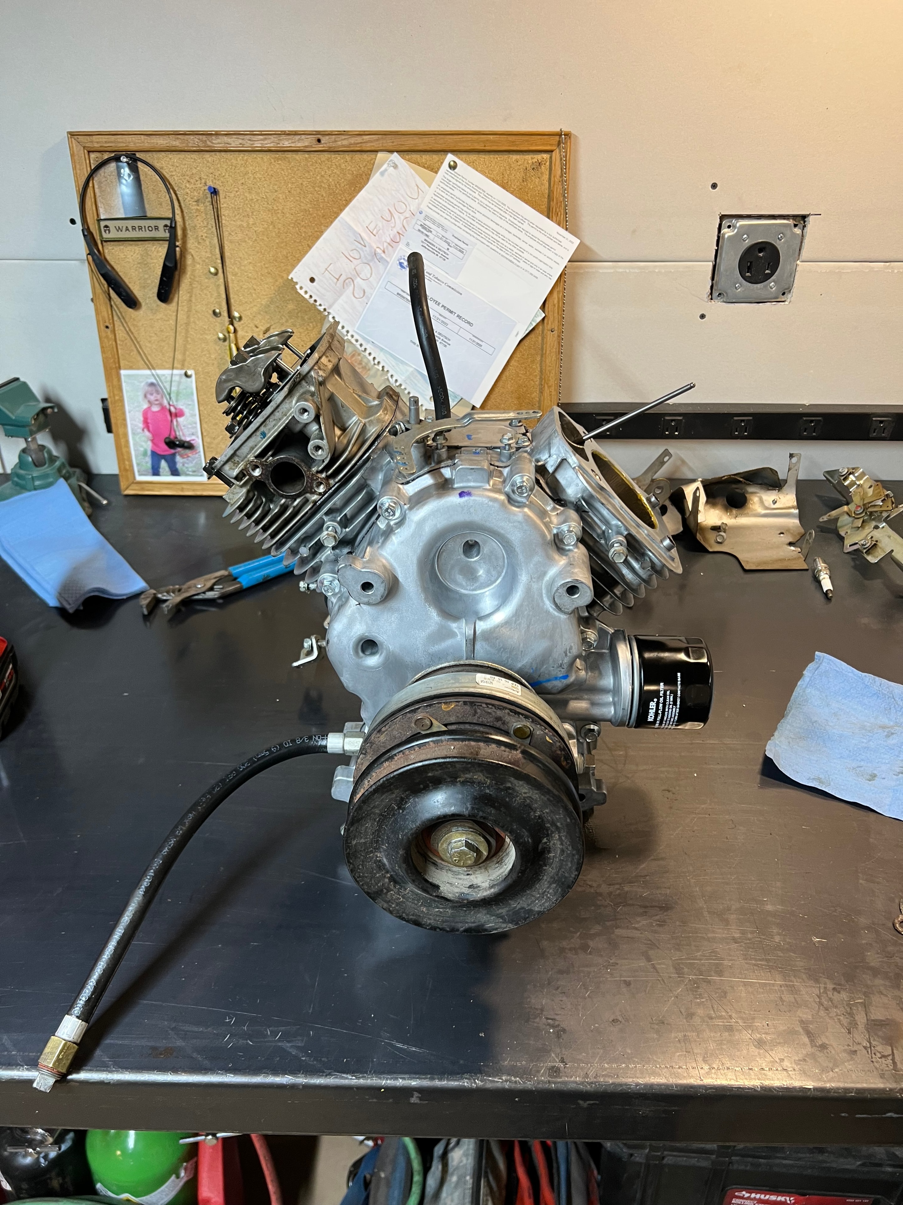 Kohler engine reassembled with new oil filter